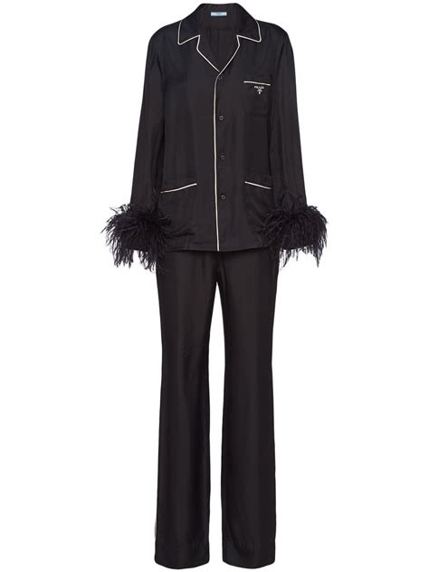 prada pajama set feathera|Prada Envers Satin Feather Pocket Pajama Set .